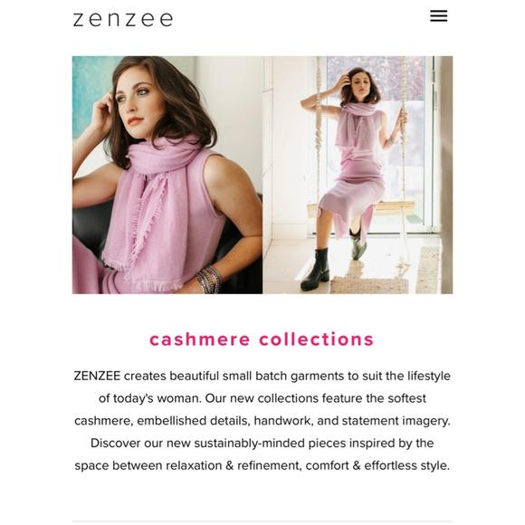 NWOT ZenZee Wear Happy Black Cashmere V-Neck Sweater L - Picture 2 of 8